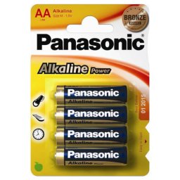 Set 4 baterii Panasonic Alkaline Power AA R6 1.5V pentru telecomenzi si jucarii