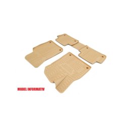 Covorase auto cauciuc tip tavita bej pentru Volkswagen Touran 2003–2015, set 4 buc