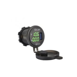 Mufa de bord încarcator auto USB QC3.0 cu voltmetru 12–24V DS2031