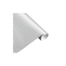 Folie carbon 3D argintie anti-bule, 1 m x 1,5 m, textura relief