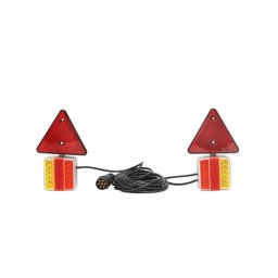 Set lampi LED magnetice pentru remorca cu triunghiuri reflectorizante, mufa 7 pini, cablu 7,5 m