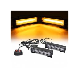 Set 2 proiectoare stroboscopice LED COB portocalii 12-24V, carcasa aluminiu