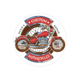 Abtibild auto/moto „Custom Motorcycles” din Oracal, 15 cm (TAG 039/T2)
