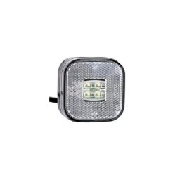 Lampa gabarit LED alba 62x62 mm, 12–36V, cu catadioptru, Fristom FT-027-B