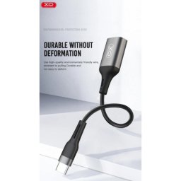 Cablu adaptor OTG USB 2.0 la USB-C, 480 Mbps, 15 cm, negru (XO NB201)