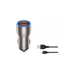 Incarcator auto 36W Quick Charge QC3.0 cu 2x USB si cablu Lightning, XO-CC52A