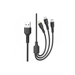 Cablu 3 în 1 pentru încarcare 2.4A si transfer date Micro USB/Type-C/Lightning XO-NB230-31