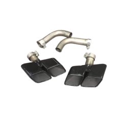 Set ornamente toba negru din inox 304, compatibil Audi Q7 2016–2019 (2 buc.)