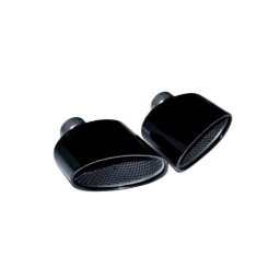 Set ornamente toba Audi tip RS, negru, inox 304, intrare 6,5 cm, iesire 15,5 cm