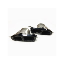 Set ornamente toba BMW Seria 7 G11/G12 tip M 760i, inox 304 negru (2 buc)