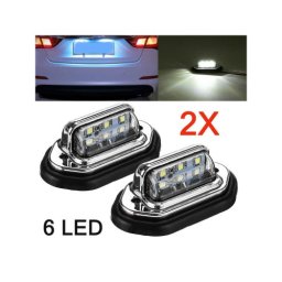 Set 2 lampi LED pentru numar, carcasa cromata, lumina alba 12V-24V