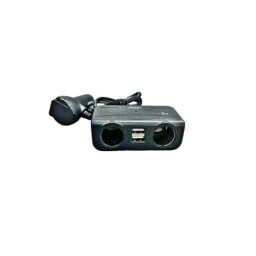 Prelungitor bricheta auto cu 2x USB si voltmetru, cablu 70 cm, negru