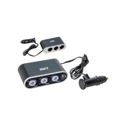Prelungitor bricheta auto cu 3 prize si USB 1A, cu întrerupatoare (WF-861)