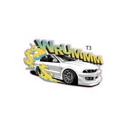 Abtibild auto „Masina Wrumm” T3 din autocolant Oracal, 15×9,5 cm