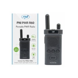 Statie radio portabila PMR PNI R60 446 MHz, 0.5 W, SOS, Scan, acumulator 1200 mAh