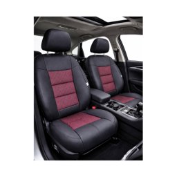 Set huse scaune auto universale premium, bancheta spate fractionata, negru/rosu