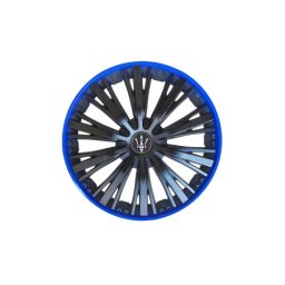 Set 4 capace roti Evo 16 inch negru-albastru pentru jante otel, ABS