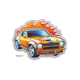 Abtibild decorativ cu masina colorata, autocolant Oracal 15x9,5 cm