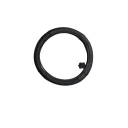 Husa volan din piele perforata, marimea M (37–38 cm), neagra cu cusatura albastra