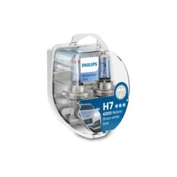 Set 2 becuri auto H7 Philips WhiteVision 12V 55W, lumina alba 4200K