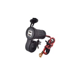 Mufa USB pentru motocicleta 3.1A cu adaptor, capac protectie si prindere ghidon