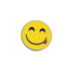 Set 3 ornamente auto smiley cromate din metal, 36 mm, autocolante (XT-10)