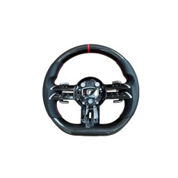 Volan sport flat-bottom din piele si carbon, cu padele, pentru Mercedes 2011-2021 (OCH-03)