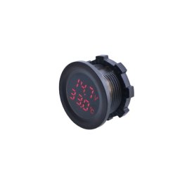Voltmetru digital cu termometru pentru 12–24V, afisaj rosu, montaj în panou (DS4052)