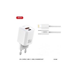 Incarcator retea XO PD 30W cu 2 porturi USB si cablu Lightning pentru iPhone