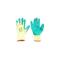 Manusi de lucru din bumbac cu latex galben-verde, marimea 10, Breckner BK90004