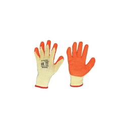 Manusi de lucru din bumbac cu latex, galben-portocaliu, marimea 10