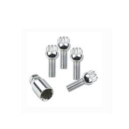 Set prezoane antifurt M12x1.5 cu con sferic (rotund) si cheie pentru jante