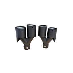 Ornament toba dubla negru mat, intrare 60 mm, iesire 2x80 mm (dreapta/stanga)