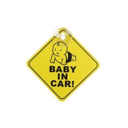 Ornament auto „Baby in Car” cu ventuza, ABS rezistent, 10x10 cm