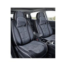 Set huse scaune auto universale 9D Premium, fractionate, negru-gri antracit