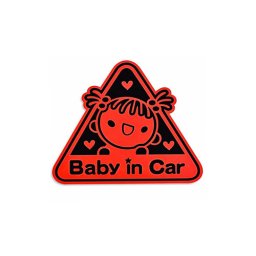 Abtibild auto „Baby in Car” pentru exterior, rezistent la apa si UV, 13 x 11,5 cm