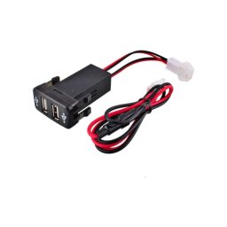 Mufa USB auto pentru bord, 2 porturi, capac din cauciuc, 12–24V (Cod 02)