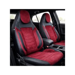 Set huse scaune auto universale Premium, bancheta fractionata, negru-visiniu