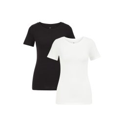 WE Fashion Tricou negru / alb