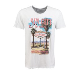 Key Largo Tricou 'KLSin City' albastru deschis / verde închis / roz / alb