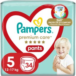 Pampers Premium Care Pants Size 5 scutece de unică folosință tip chiloțel 11-17 kg 34 buc