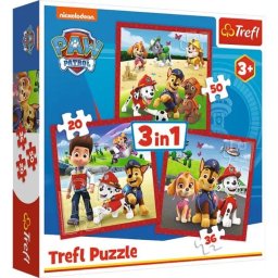 Trefl: Paw Patrol 3 în 1 puzzle, câini fericiți - 20, 36, 50 piese