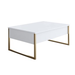 Masuta cafea alb si auriu din PAL/metal 90x60x40 cm