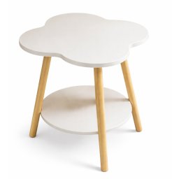 Masuta rotunda contemporana din lemn masiv metal in forma de floare cu 2 niveluri