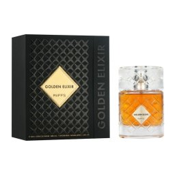 Riiffs Golden Elixir - Parfum (Extrait de Parfum), 100 ml - Categorie olfactivă: Oriental-Gourmand - Note vârf: Coniac, Scorțișoară, Nucșoară - Note mijloc: Praline, Prună, Curmale, Lemn uscat - Note bază: Vanilie, Tonka, Mosc, Oud
