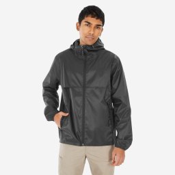 Geacă impermeabilă de drumeție anti-vânt Raincut Full Zip Negru Bărbați