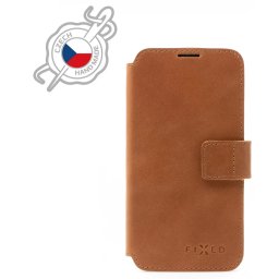 FIXED ProFit de mână cusute Piele lateral cu deschidere toc iPhone 13 Pro Max maro