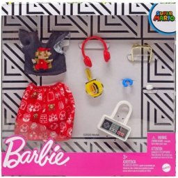 Barbie SUPER MARIO FASHION top si fusta rosie cu 6 accesorii GJG46