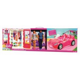 Barbie set Masina Dulap cu Accesorii 2 Papusi Barbie si Ken GVK05