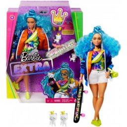 Barbie Extra Par Albastru si Skateboard GRN30